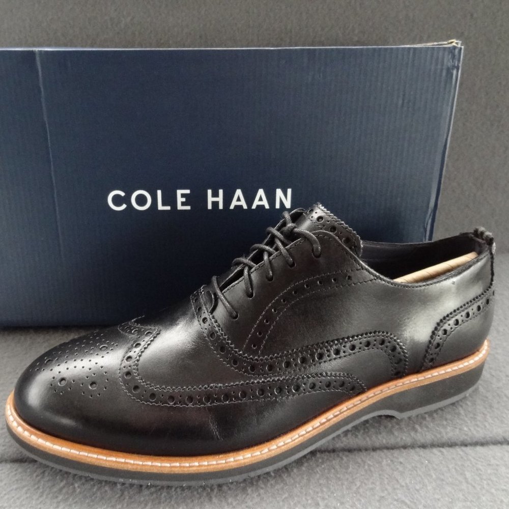 NEW Cole Haan 11 M 44 Morris Wingtip Oxford Black - Picture 2 of 8